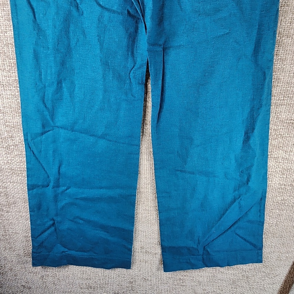 Pendleton Linen Blend Wide Leg Pants Womens 12 Turquoise Zip Button NWT - Picture 9 of 14